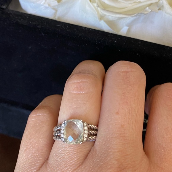 David Yurman ring/Petite Wheaton® Ring with Prasiolite and Pavé Diamonds - Picture 7 of 13